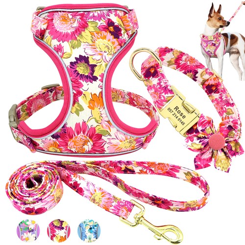 Floral personalized dog collar - floral,