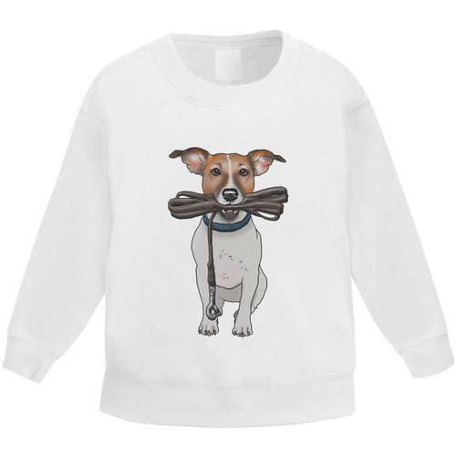 Jack russell holding lead - holding, lead'